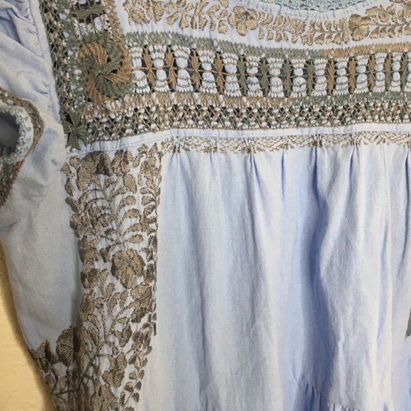 Margarita Mercantile Teresa Deshilado Dress | Light Blue with Gray Silk S - Picture 7 of 8